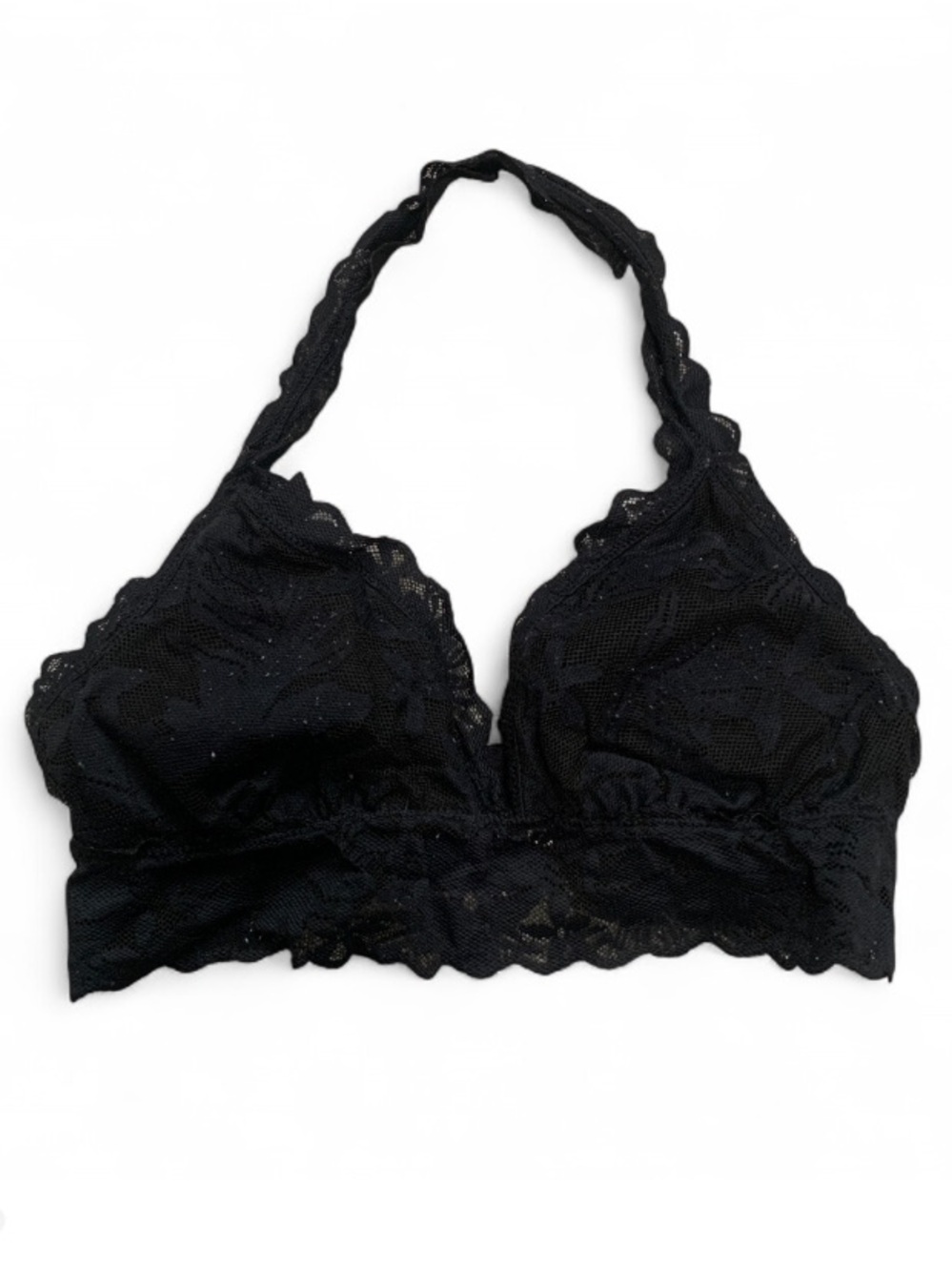 Aerie Black Lace Padded Halter Bralette